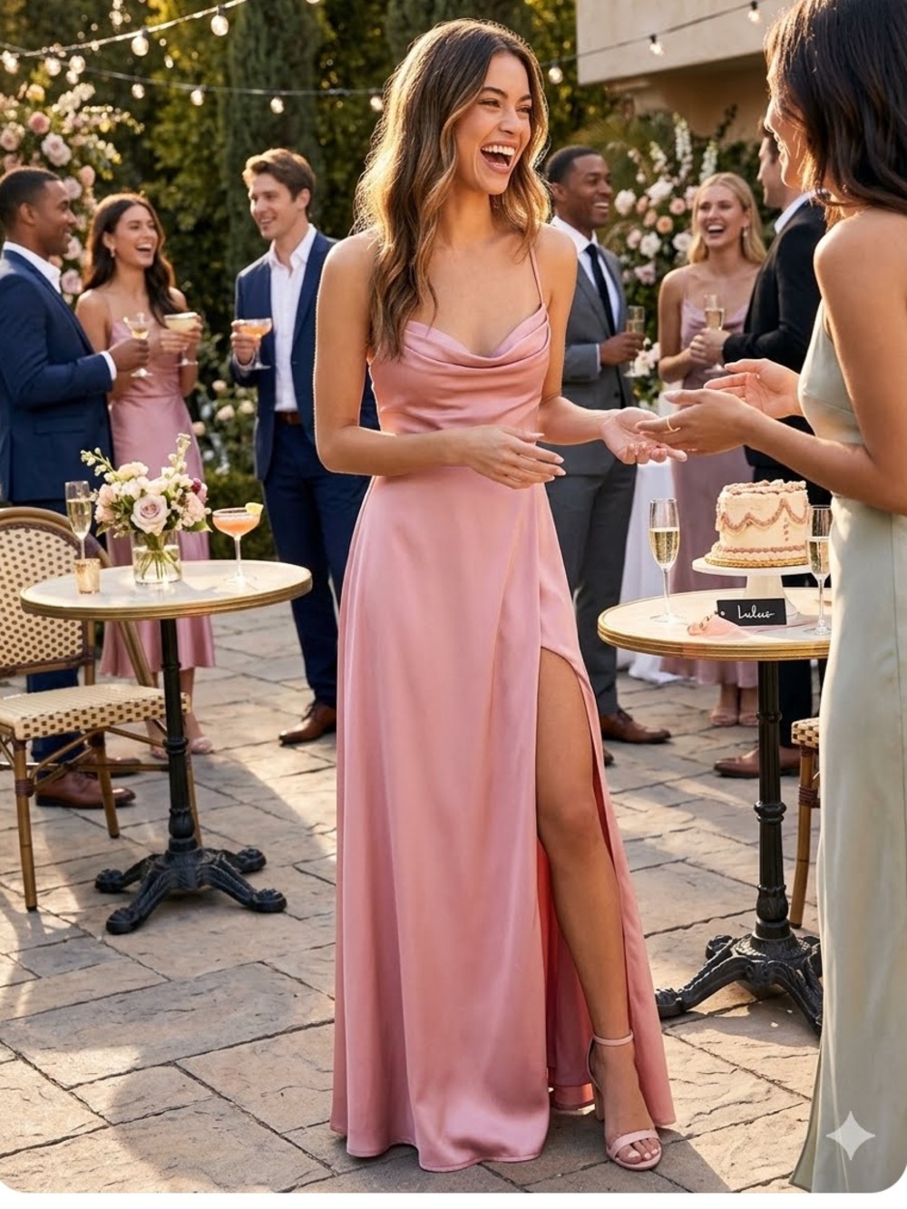New Lulus So Loving Elegant Pink Spaghetti-Strap Maxi Dress w/ Thigh Slit Sz XS